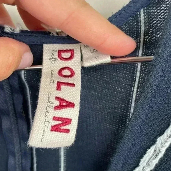 Anthropologie Dolan Navy Striped Canovas Cotton Wide‎ Leg Jumpsuit - Picture 7 of 9